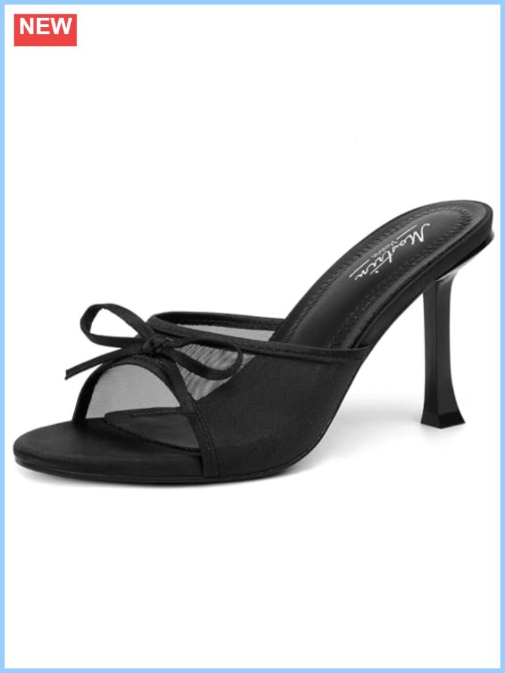 Vintage Bow Kitten Heels Mules Slip On Stiletto Backless Sandals Faux Leather